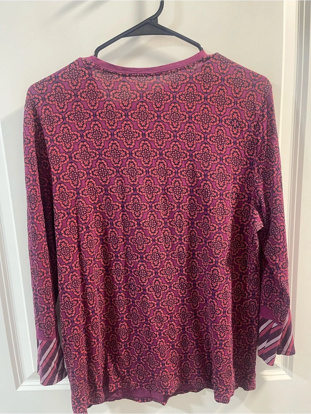 Tory Burch Pink Floral Medallion Long Sleeve Tee